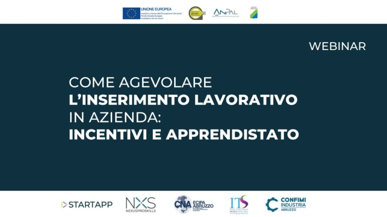 Immagine di copertina in cui è scritto il titolo del webinar "Come agevolare l’Inserimento lavorativo in azienda: Incentivi e Apprendistato – Webinar Gratuito"